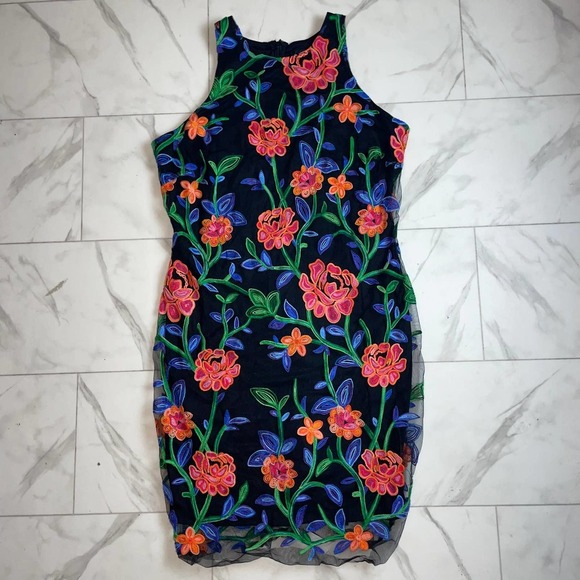Alexia Admor Embroidered‎ Mesh Floral Sheath Dress - Picture 1 of 8